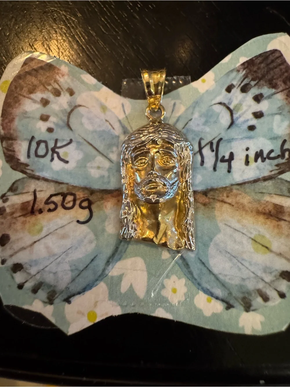 10k Gold Jesus Head Pendant for Men acid tested stamped